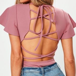 Flared Sleeve Lace Back Bodysuit